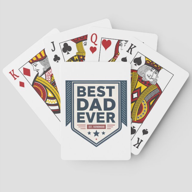 Heraldic Best Dad Ever Shield Emblem Design Playing Cards (Back)
