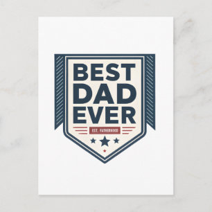Heraldic Best Dad Ever Shield Emblem Design Postcard