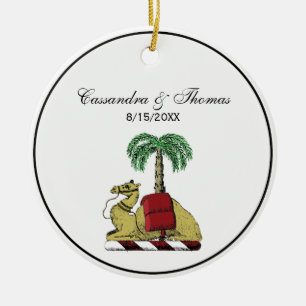 Heraldic Camel Palm Tree Colour Coat of Arms Ceramic Tree Decoration