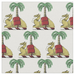 Heraldic Camel Palm Tree Colour Coat of Arms Fabric
