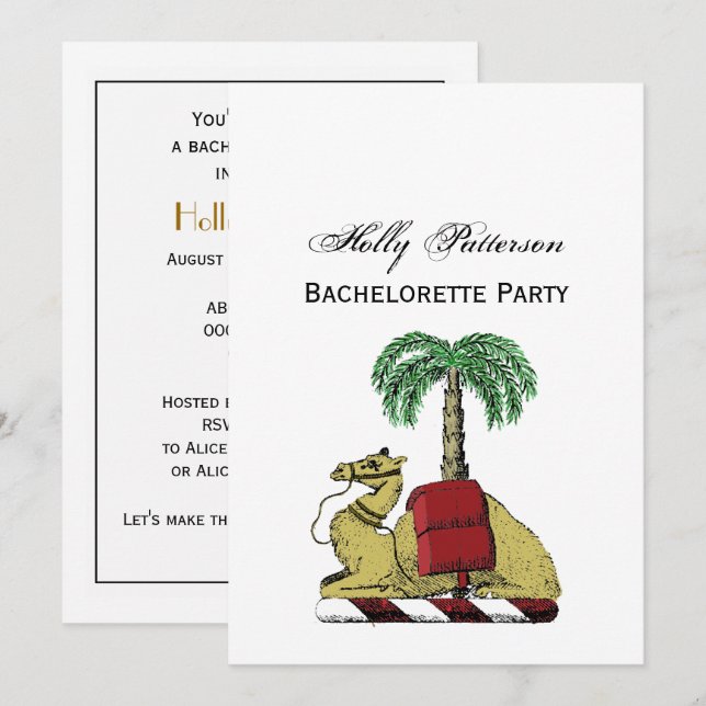 Heraldic Camel Palm Tree Colour Coat of Arms Invitation (Front/Back)