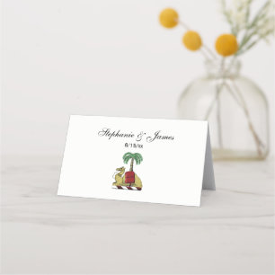 Heraldic Camel Palm Tree Colour Coat of Arms Place Card