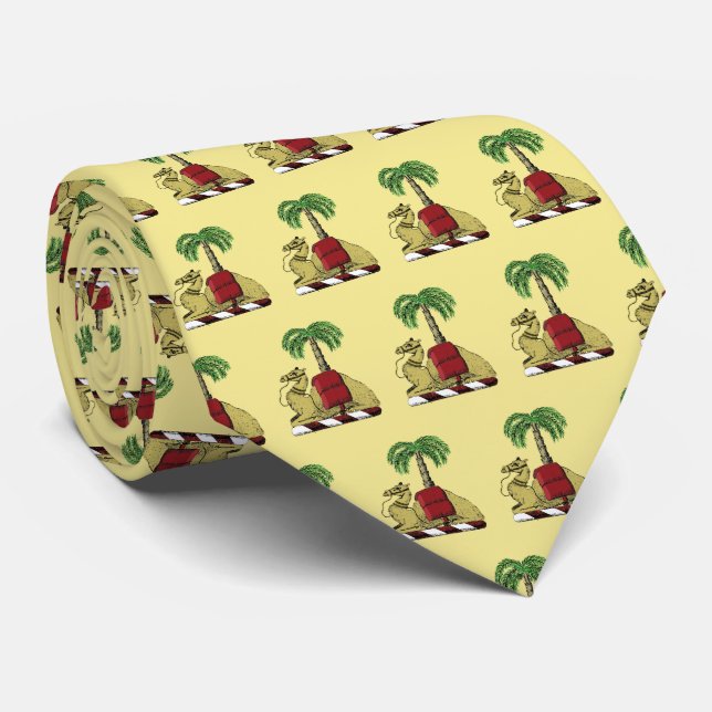 Heraldic Camel Palm Tree Colour Coat of Arms Tie (Rolled)