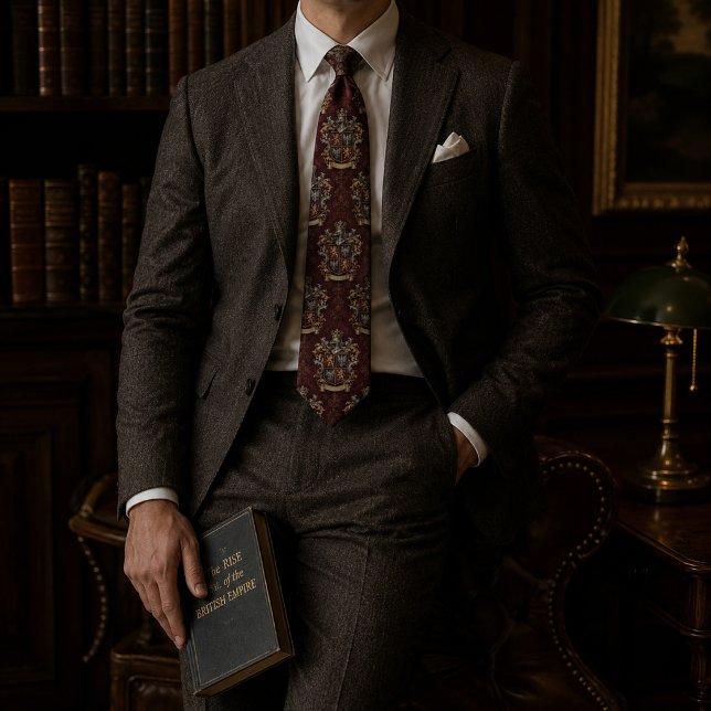 Heraldic Coat of Arms Luxury Silk Jacquard Pattern Tie (Creator Uploaded)
