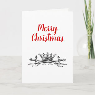 Heraldic Crown Crossed Swords Sabre Christmas Xmas Holiday Card