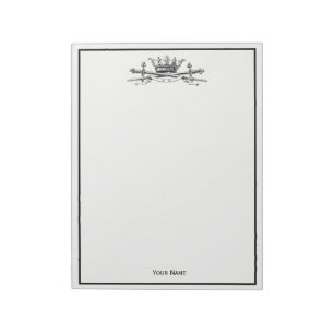 Heraldic Crown Crossed Swords Sabres Emblem Crest Notepad