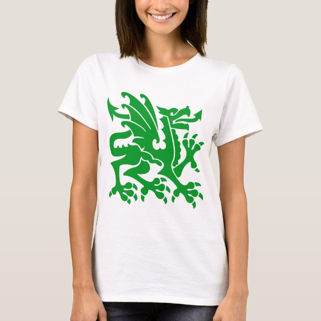 Heraldic Dragon 01 - Grass Green T-Shirt (Front)