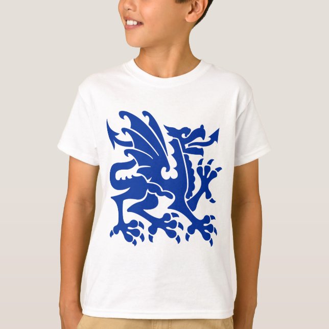 Heraldic Dragon 01 - Navy Blue T-Shirt (Front)