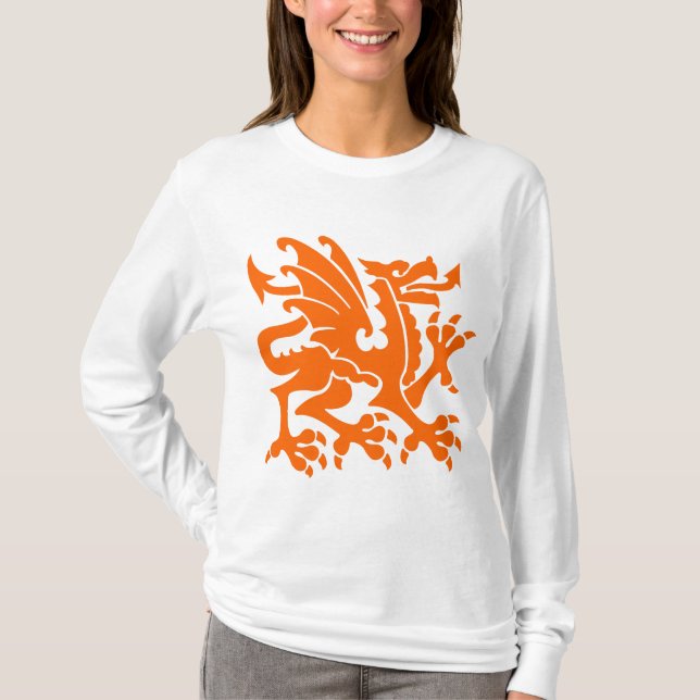 Heraldic Dragon 01 - Orange T-Shirt (Front)