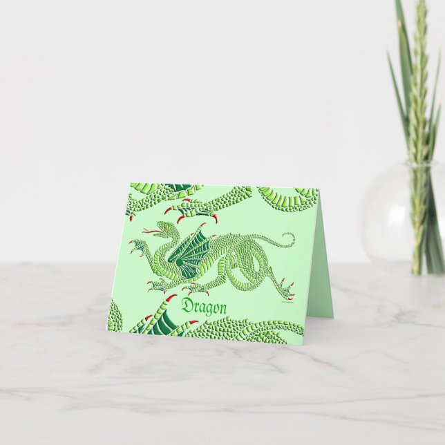 Heraldic Dragon (Green) - Greeting Card (Front)