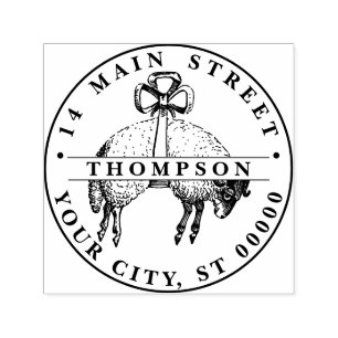 Heraldic Fleece Ram Sheep Crest Name Address Self-inking Stamp