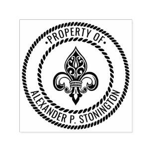 Heraldic Fleur de Lis #26B Property of Rope Frame Self-inking Stamp