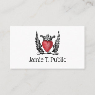 Heraldic Heart with Wings Coat of Arms Crest Business Card
