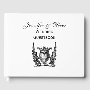 Heraldic Heart with Wings Coat of Arms Crest Guest Book