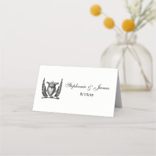 Heraldic Heart with Wings Coat of Arms Crest Place Card