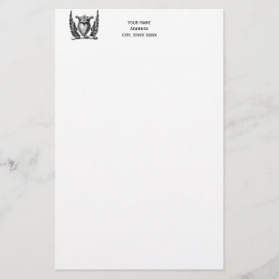 Heraldic Heart with Wings Coat of Arms Crest Stationery