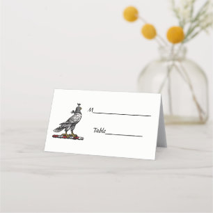 Heraldic Hunting Falcon Wearing Helmet Hood C Place Card