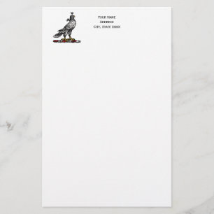Heraldic Hunting Falcon Wearing Helmet Hood C Stationery