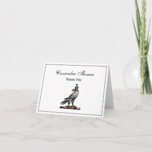 Heraldic Hunting Falcon Wearing Helmet Hood C Thank You Card