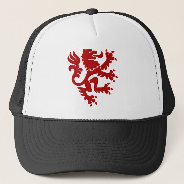 Heraldic Lion 01 - Ruby Red Trucker Hat (Front)