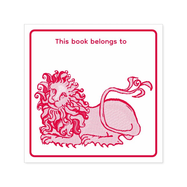Heraldic Lion Book label Self-inking Stamp (Design)