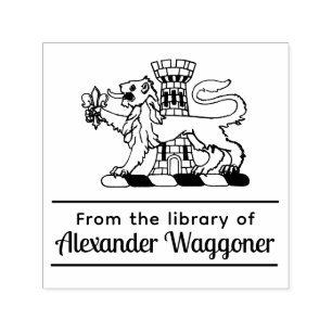 Heraldic Lion Castle “From the library of” Book Self-inking Stamp