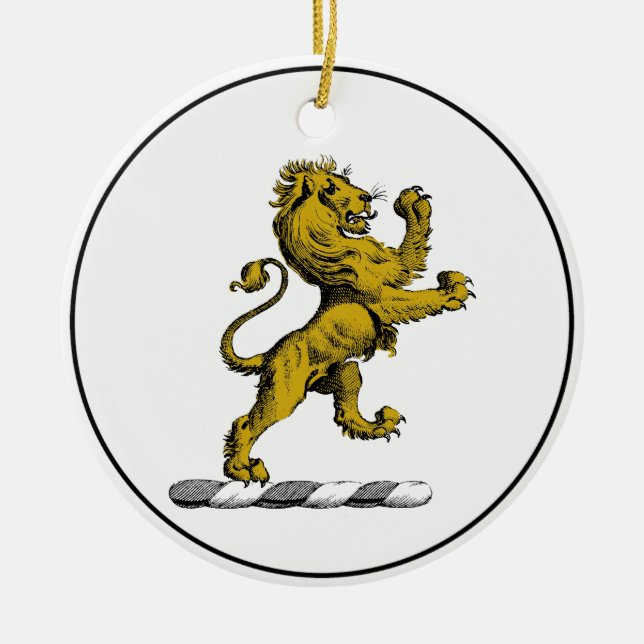 Heraldic Lion Standing Crest Emblem C Ceramic Tree Decoration (Front)