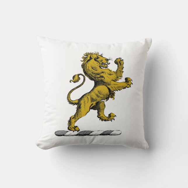 Heraldic Lion Standing Crest Emblem C Cushion (Front)