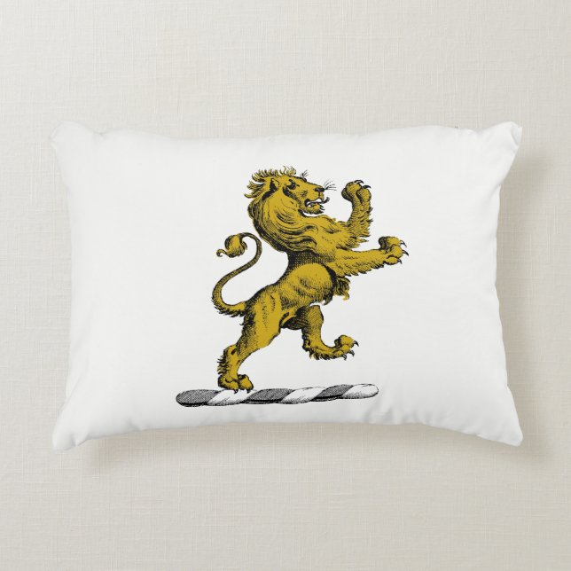 Heraldic Lion Standing Crest Emblem C Decorative Cushion (Front)