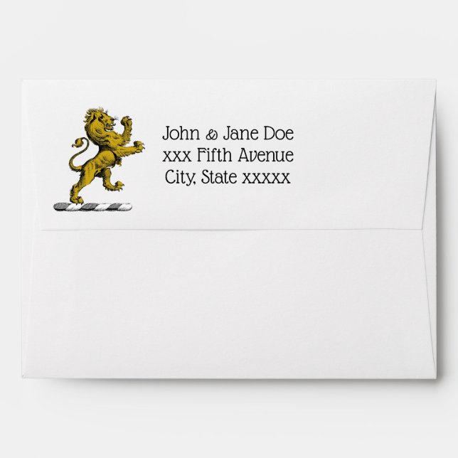 Heraldic Lion Standing Crest Emblem C Envelopes (Back (Top Flap))