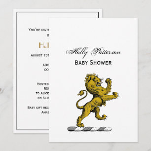 Heraldic Lion Standing Crest Emblem C Invitation