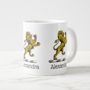 Heraldic Lion Standing Crest Emblem C Large Coffee Mug