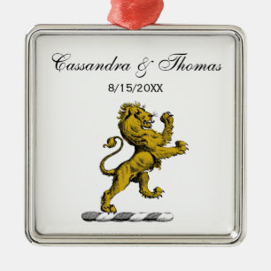 Heraldic Lion Standing Crest Emblem C Metal Tree Decoration
