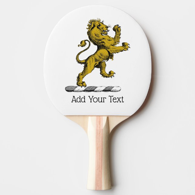 Heraldic Lion Standing Crest Emblem C Ping Pong Paddle (Front)