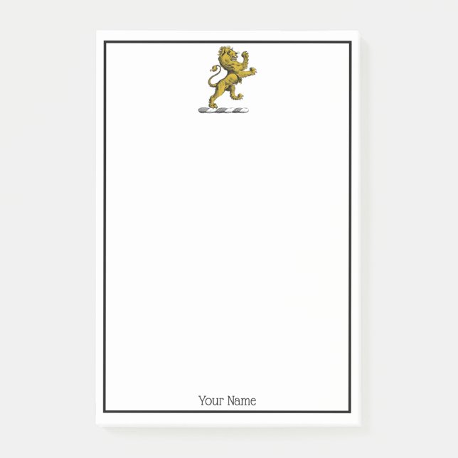 Heraldic Lion Standing Crest Emblem C Post-it Notes (Front)