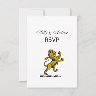 Heraldic Lion Standing Crest Emblem C RSVP Card