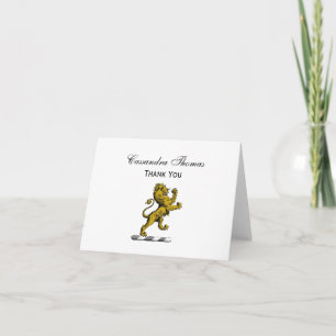 Heraldic Lion Standing Crest Emblem C Thank You Card