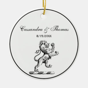 Heraldic Lion Standing Crest Emblem Ceramic Tree Decoration