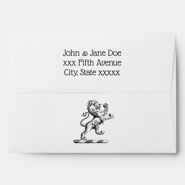 Heraldic Lion Standing Crest Emblem Envelopes (Back (Top Flap))