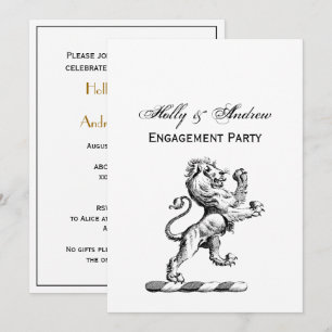 Heraldic Lion Standing Crest Emblem Invitation