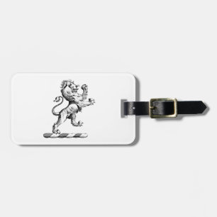 Heraldic Lion Standing Crest Emblem Luggage Tag