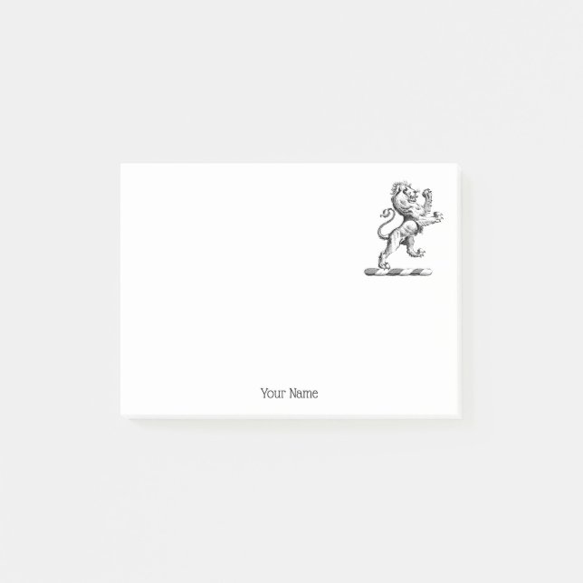 Heraldic Lion Standing Crest Emblem Post-it Notes (Front)