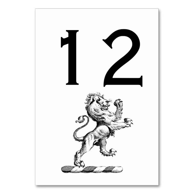 Heraldic Lion Standing Crest Emblem Table Number (Front)