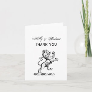 Heraldic Lion Standing Crest Emblem Thank You Card
