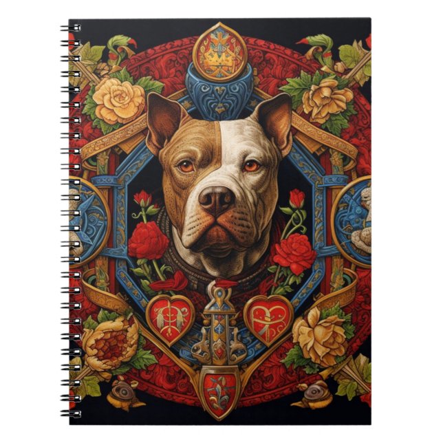 Heraldic Pitbull " Pittie " Spiral Notebook (Front)