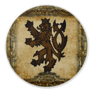 Heraldic Rampant Lion Custom Ceramic Knob