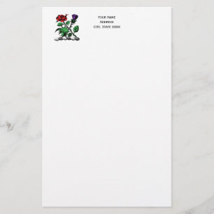 Heraldic Rose & Thistle Coat of Arms Crest Colour Stationery