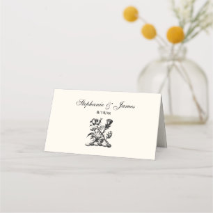 Heraldic Rose & Thistle Coat of Arms Crest Emblem Place Card