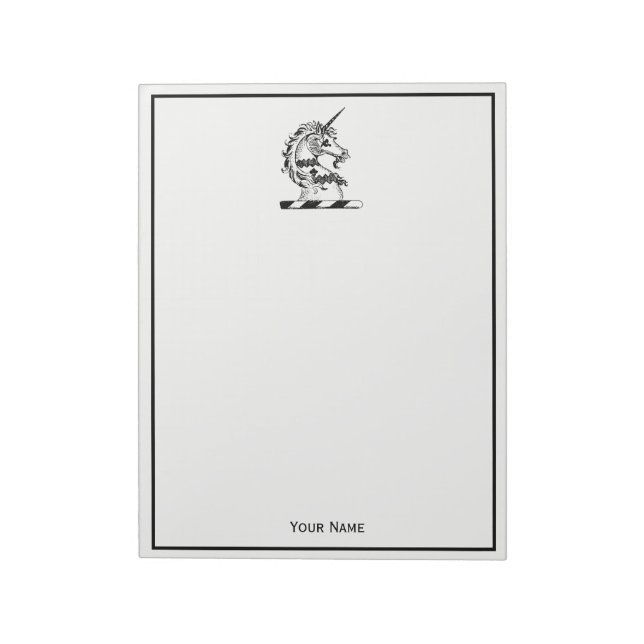 Heraldic Unicorn Head Coat of Arms Emblem Notepad (Rotated)