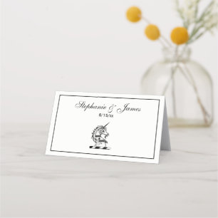 Heraldic Unicorn Head Coat of Arms Emblem Place Card